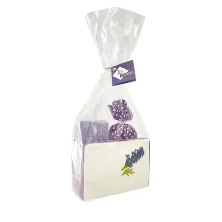 Porte-éponge en céramique motif lavande Coffret savon et sachet de lavande