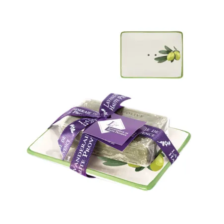 Porte-savon rectangulaire avec savon olive