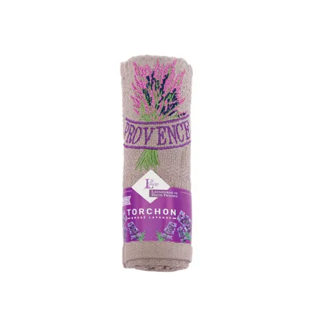 Torchon gris brodé Provence