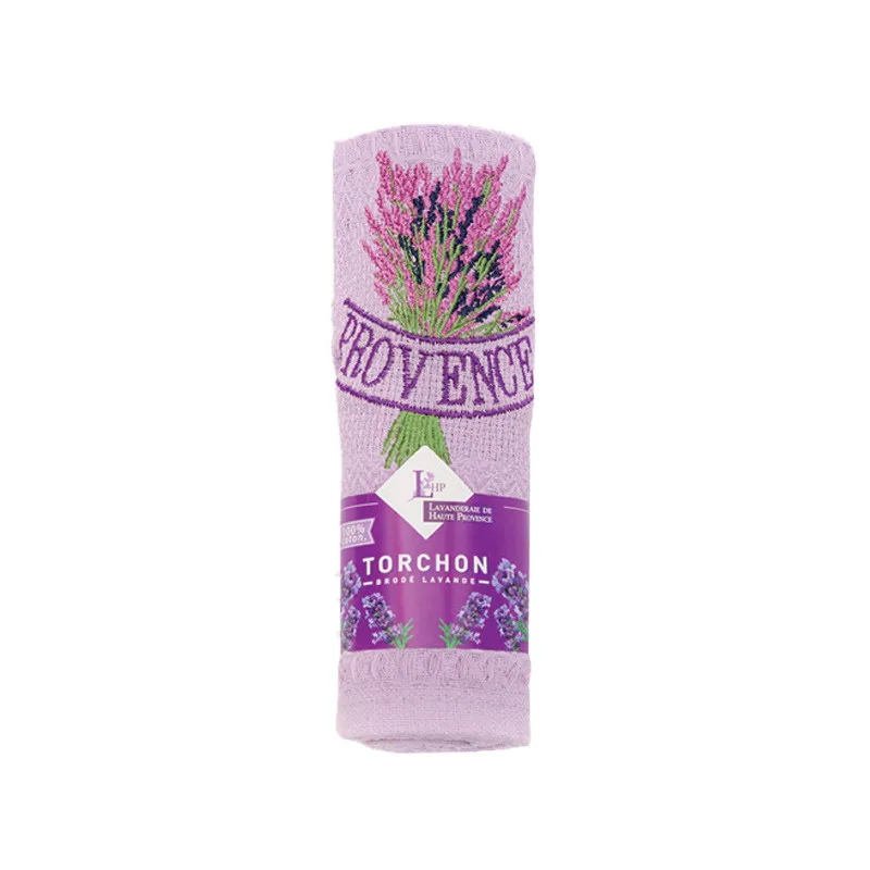 Torchon violet brodé Provence