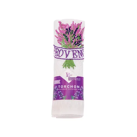 Torchon blanc brodé Provence